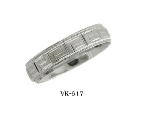 14k Solid Gold Elegant Ladies Modern Stipple Finish Flat Band 5mm Ring VK617v(W)