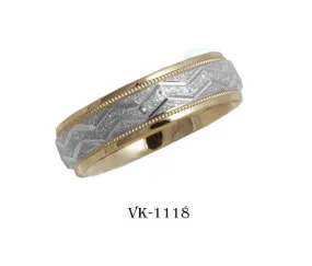 14k Solid Gold Elegant Ladies Modern Stipple Finish Flat Band 6MM Ring VK1118v