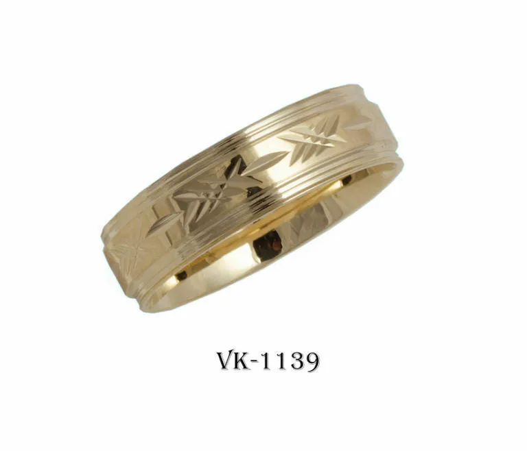 18k Solid Gold Elegant Ladies Modern Machine Finished Flat Band 6mm Ring VK1139v