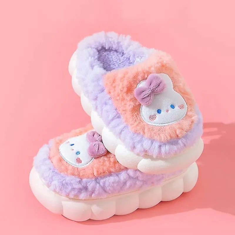 2023 New Winter Baby Girls Boys Cotton Slippers Children's Cute Rabbit Plush Slippers Boys Home Indoor Shoes Furry Kids Slip