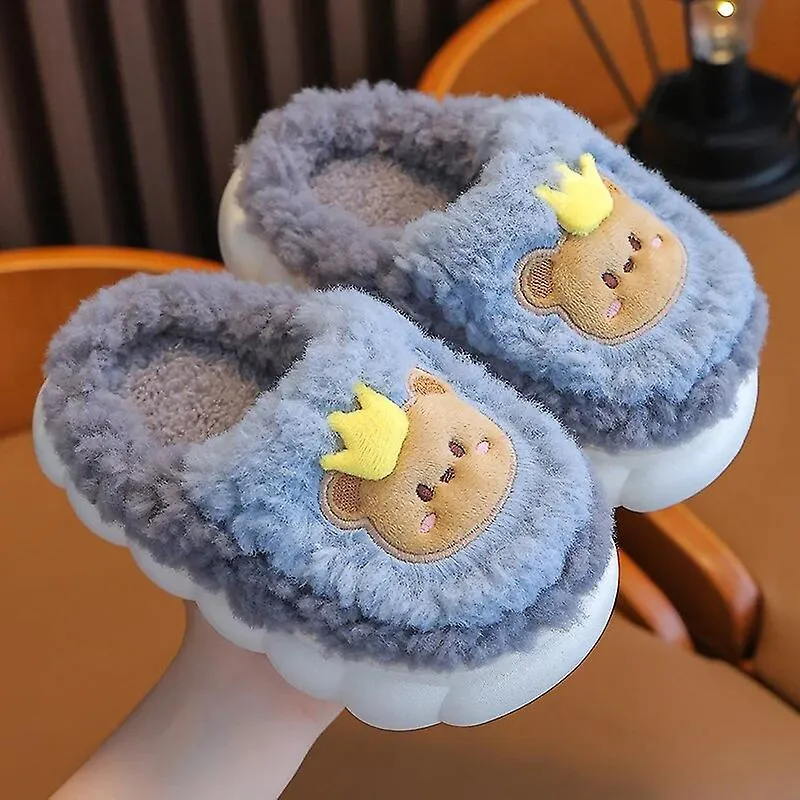 2023 New Winter Baby Girls Boys Cotton Slippers Children's Cute Rabbit Plush Slippers Boys Home Indoor Shoes Furry Kids Slip