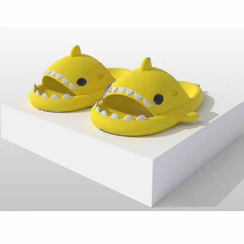 2023-shark Slippers Non-slip Shower Bathroom Slippers Soft Summer Slide Sandals For Girls And Boys New_c-44 45-yellow