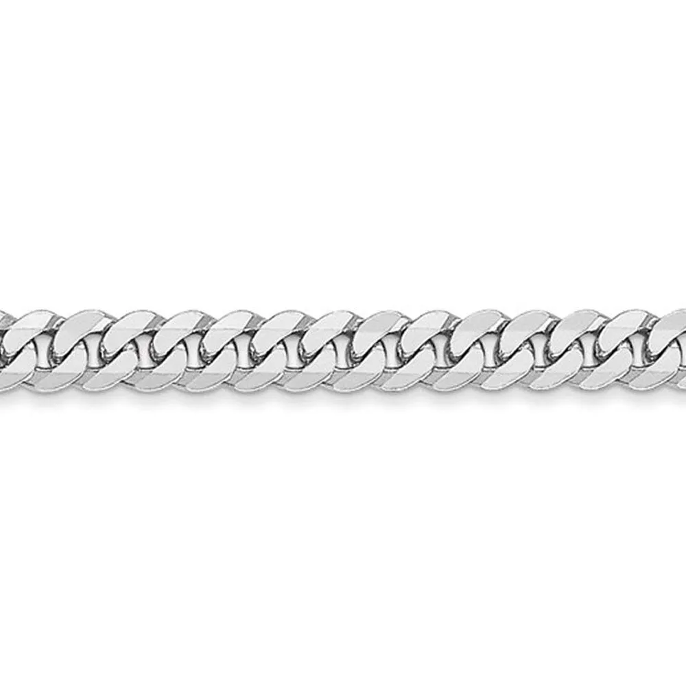 4mm 14K White Gold Solid Flat Beveled Curb Chain Bracelet