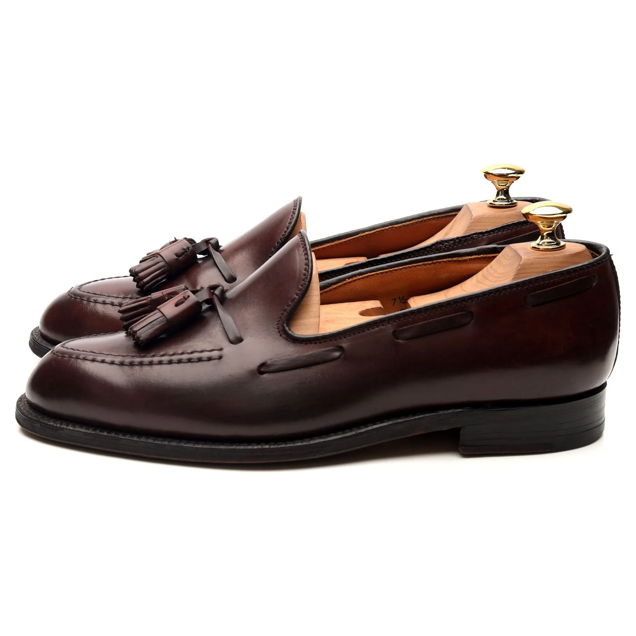 '563' Burgundy Cordovan Leather Tassel Loafers UK 7 US 7.5