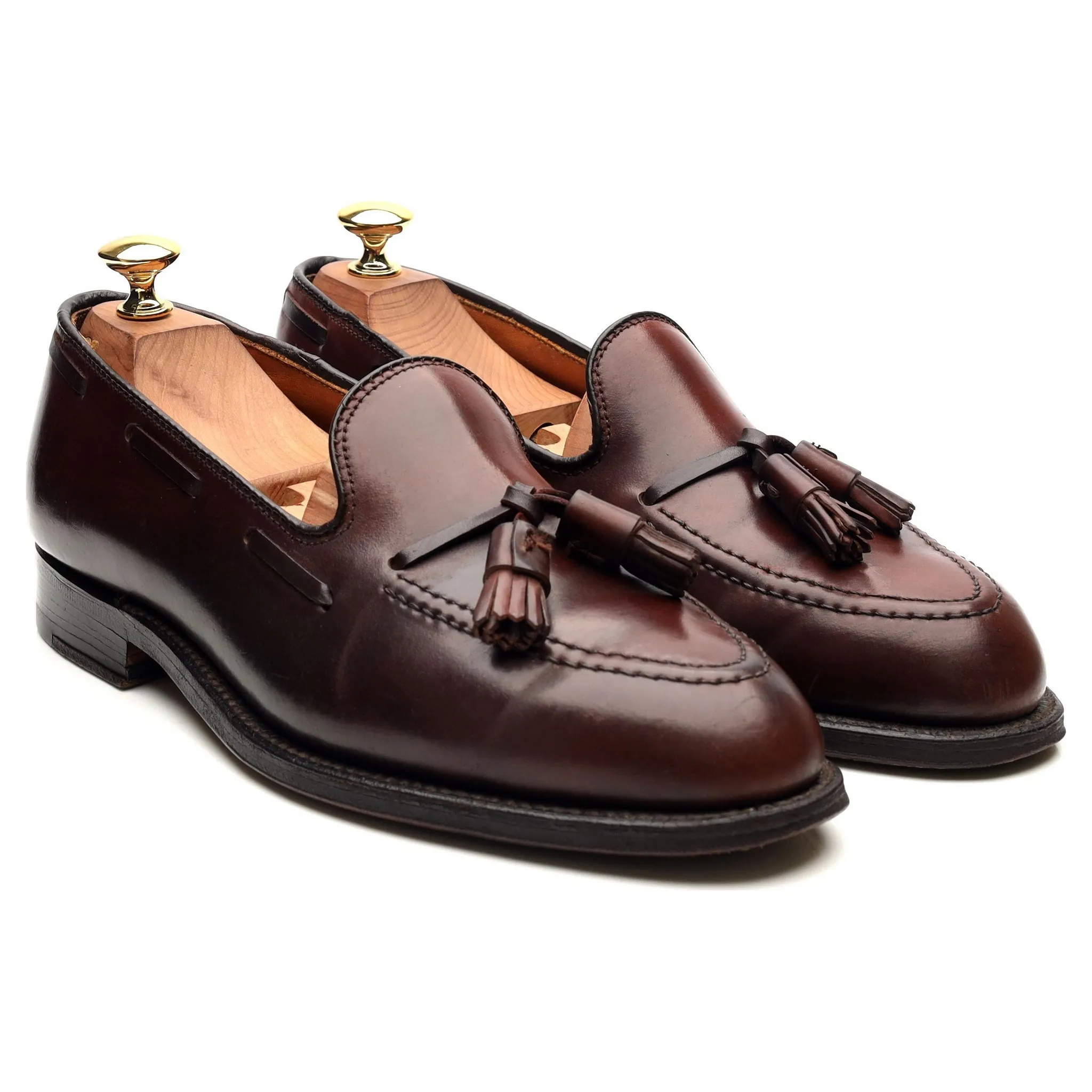 '563' Burgundy Cordovan Leather Tassel Loafers UK 7 US 7.5