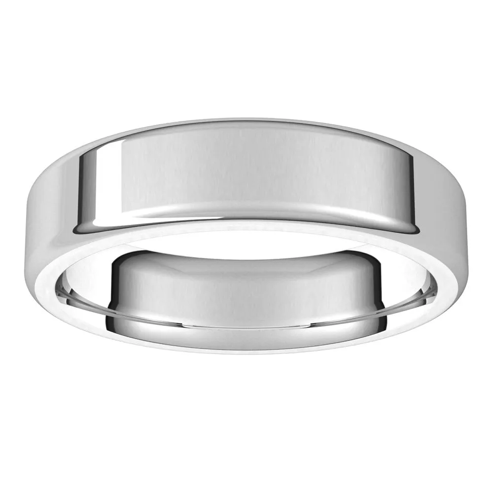 5mm Platinum Polished Round Edge Comfort Fit Flat Band