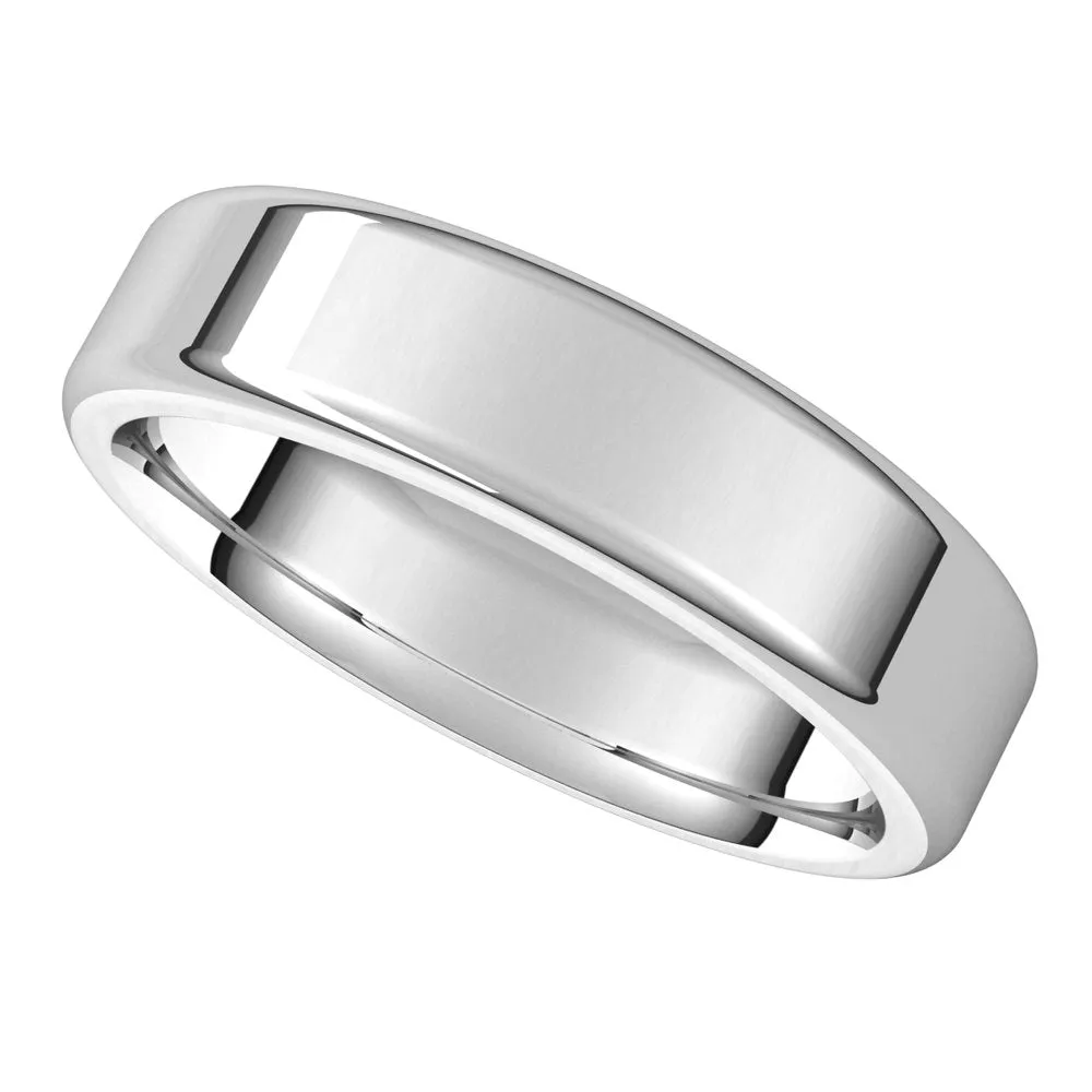 5mm Platinum Polished Round Edge Comfort Fit Flat Band