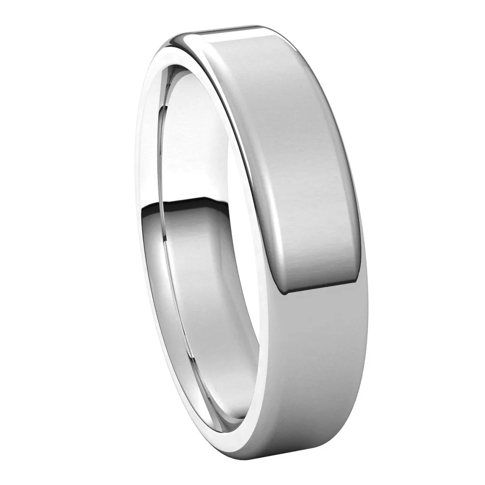 5mm Platinum Polished Round Edge Comfort Fit Flat Band