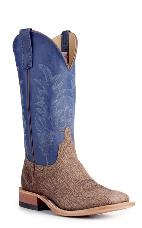 Anderson Bean Men's Tan and Royal Blue Hybrid Sole Wide Square Toe Cowboy Boots