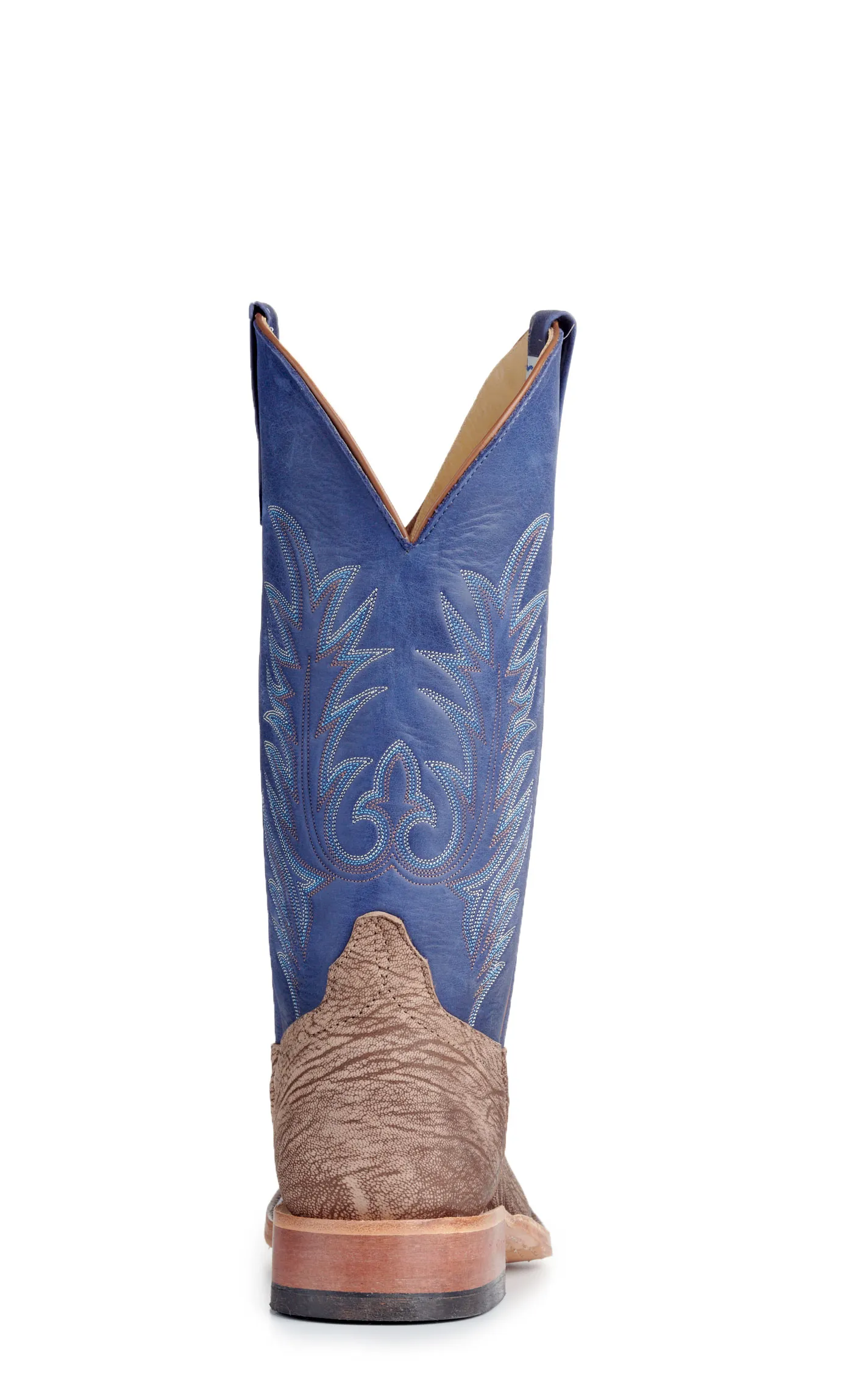 Anderson Bean Men's Tan and Royal Blue Hybrid Sole Wide Square Toe Cowboy Boots