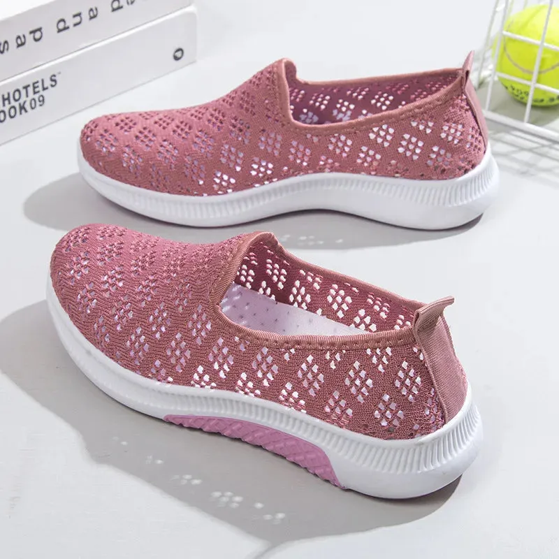 Ashore women's fancy mesh platform slip ons