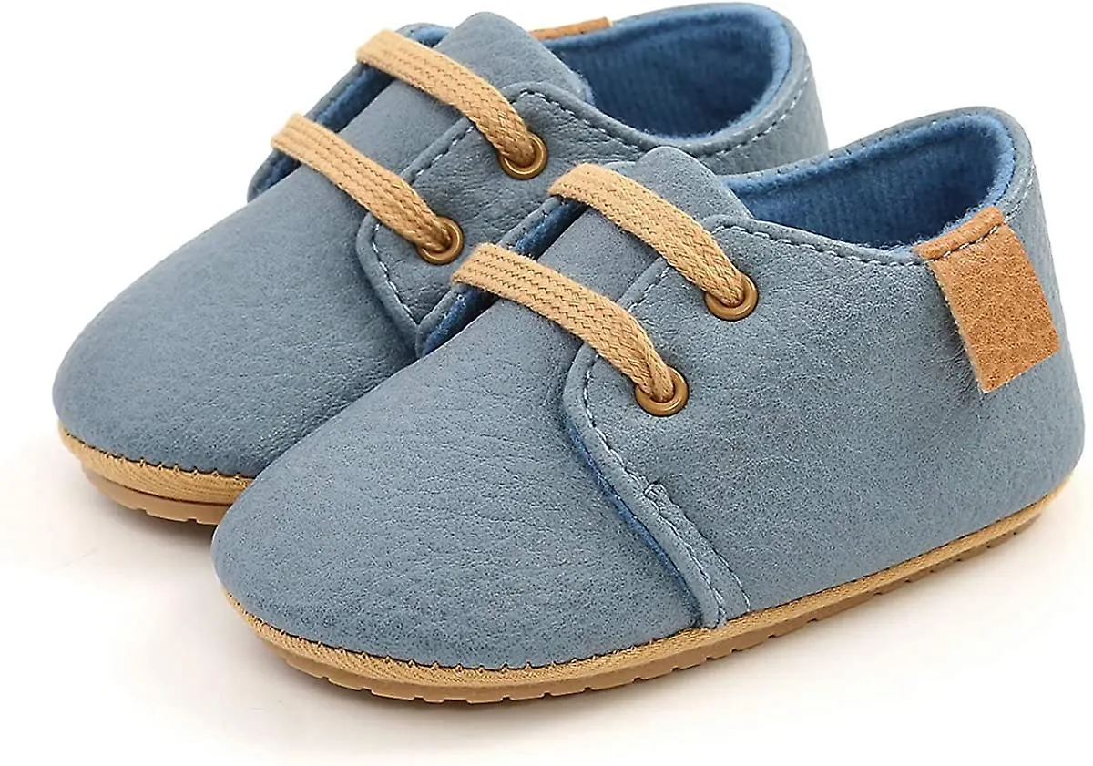 Baby Boys Girls Shoes Leather Lace Up Infant Sneakers Rubber Sole Moccasins Oxford Loafers Toddler Walking Wedding Uniform Dress