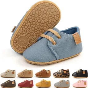 Baby Boys Girls Shoes Leather Lace Up Infant Sneakers Rubber Sole Moccasins Oxford Loafers Toddler Walking Wedding Uniform Dress