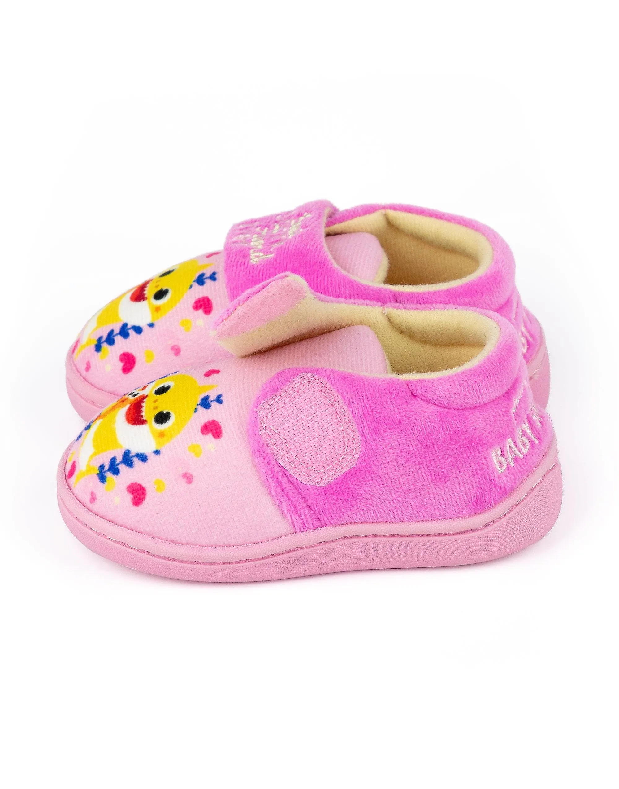 Baby Shark Girls Velcro Loafer Slippers Pink Best Shark Friend Ever