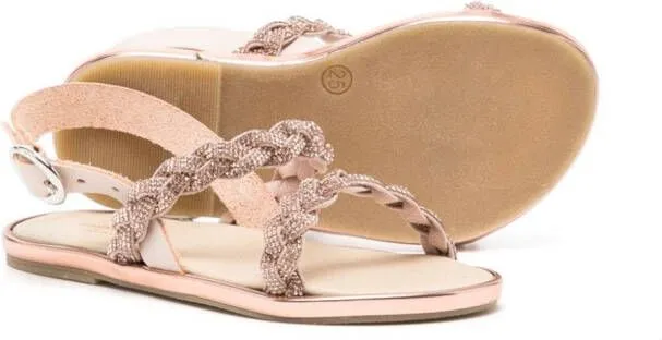 BabyWalker crystal-embellished braided sandals Pink