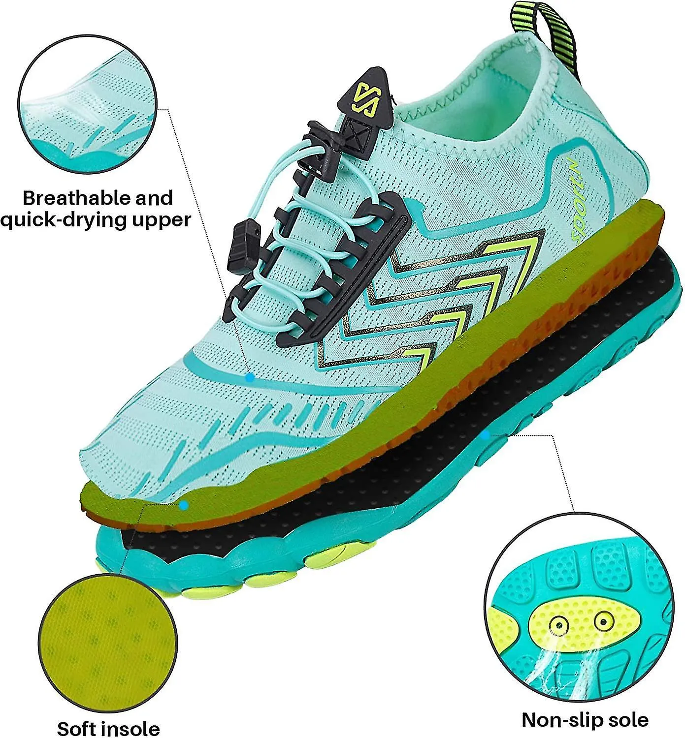 Barefoot Shoes Mens Women Water Shoes Trail Running Beach Water Trainers For Gym Swim Snorkeling Surfing-11 UK-Zb Moon