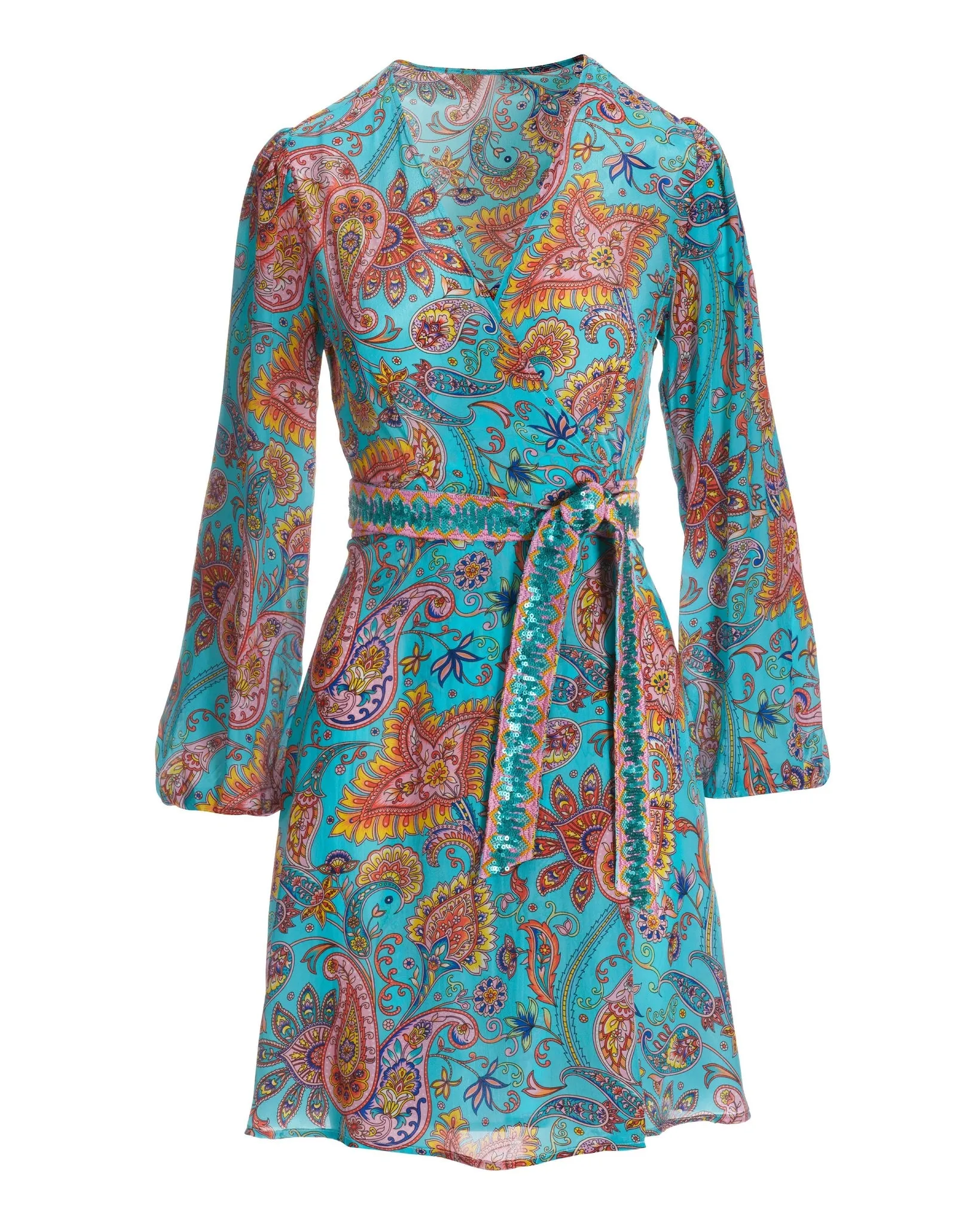 Beach Paisley Print Wrap Dress