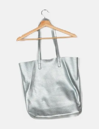 Bershka Bolso tote plateado