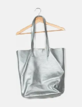 Bershka Bolso tote plateado