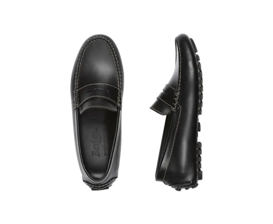 Black Leather Men's Driving Moccasins - FERGUSON