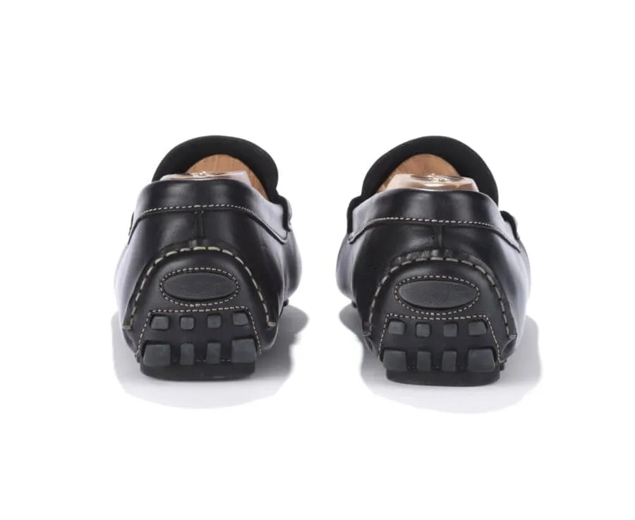 Black Leather Men's Driving Moccasins - FERGUSON