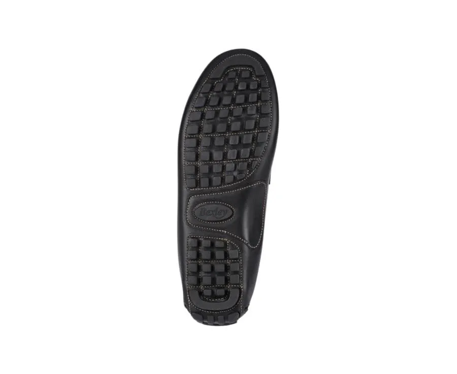 Black Leather Men's Driving Moccasins - FERGUSON