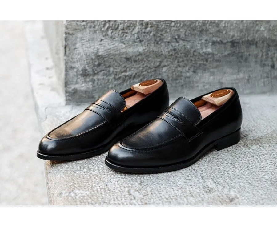 Black leather men's loafers - DIXTON