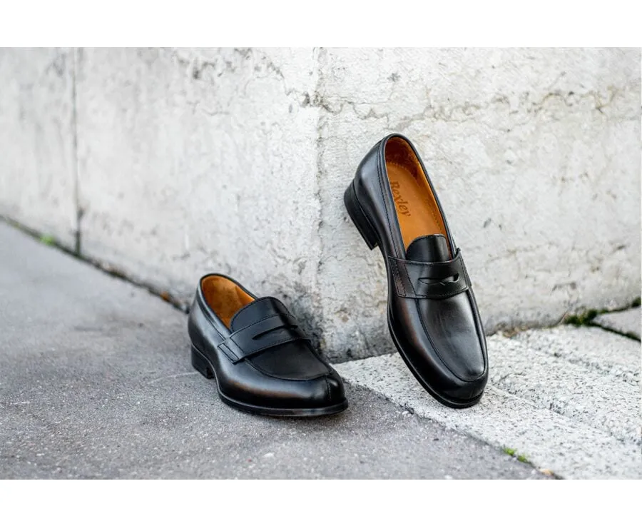 Black leather Men's penny loafers - WEMBLEY CLASSIC