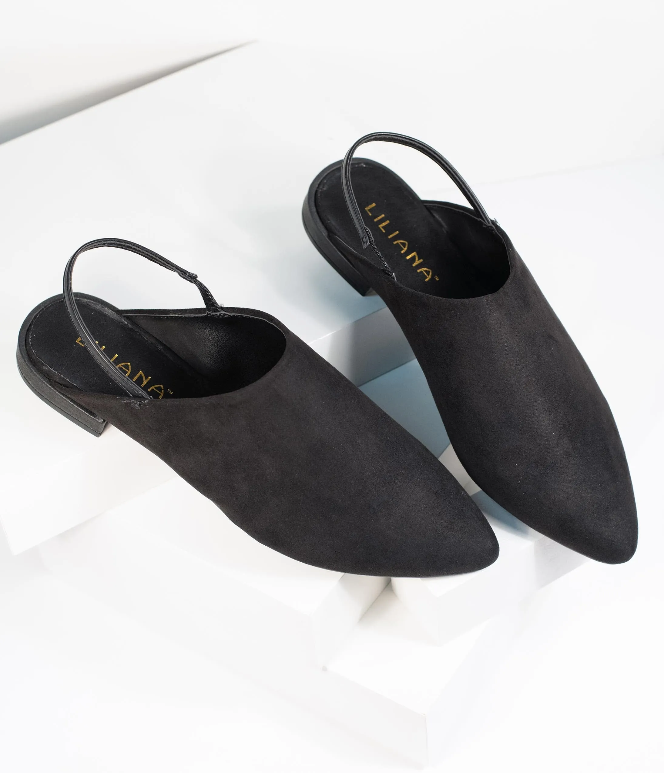 Black Suede Slingback Flats