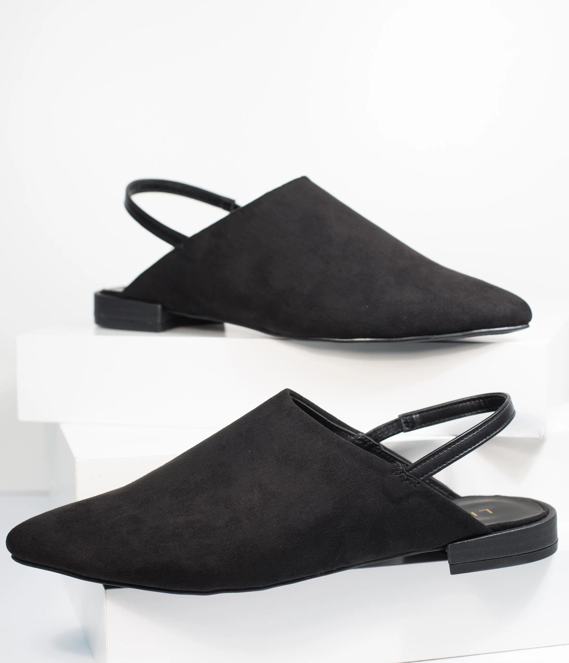 Black Suede Slingback Flats