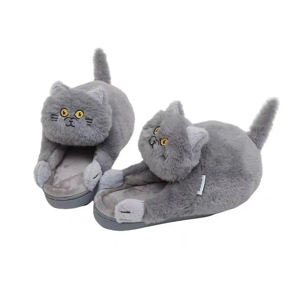 Blue Cat Keep Warm Winter Slippers Unisex Winter Warming Slippers for Bedroom Living Room