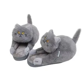 Blue Cat Keep Warm Winter Slippers Unisex Winter Warming Slippers for Bedroom Living Room