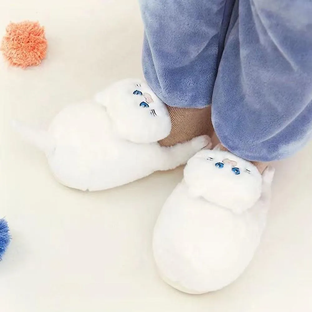 Blue Cat Keep Warm Winter Slippers Unisex Winter Warming Slippers for Bedroom Living Room