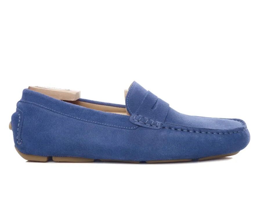 Blue Suede Men's Driving Moccasins - SEACREST II