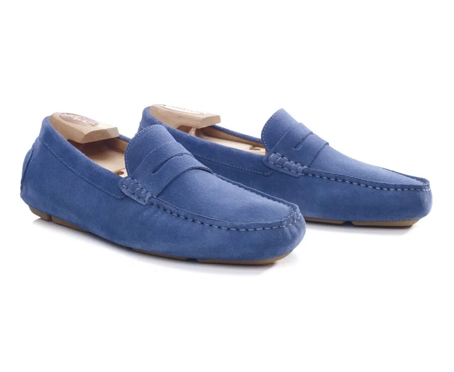 Blue Suede Men's Driving Moccasins - SEACREST II