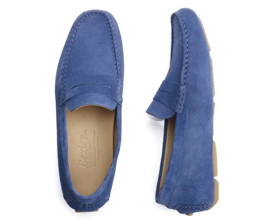 Blue Suede Men's Driving Moccasins - SEACREST II