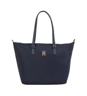 Bolso tote con cinta distintiva marino