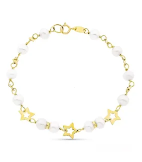 Bracelet Communion Étoiles or 9 carats