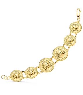 Bracelet Médailles Méduse Or Jaune 18K 20,5cm