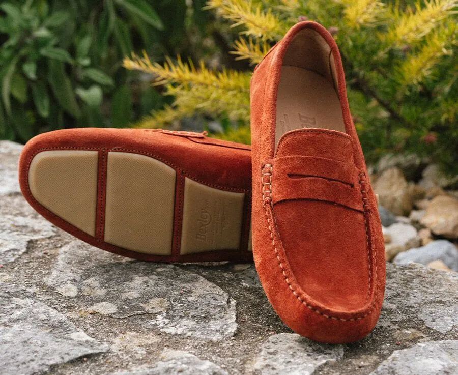 Brick Suede Men's Driving Moccasins - SEACREST II