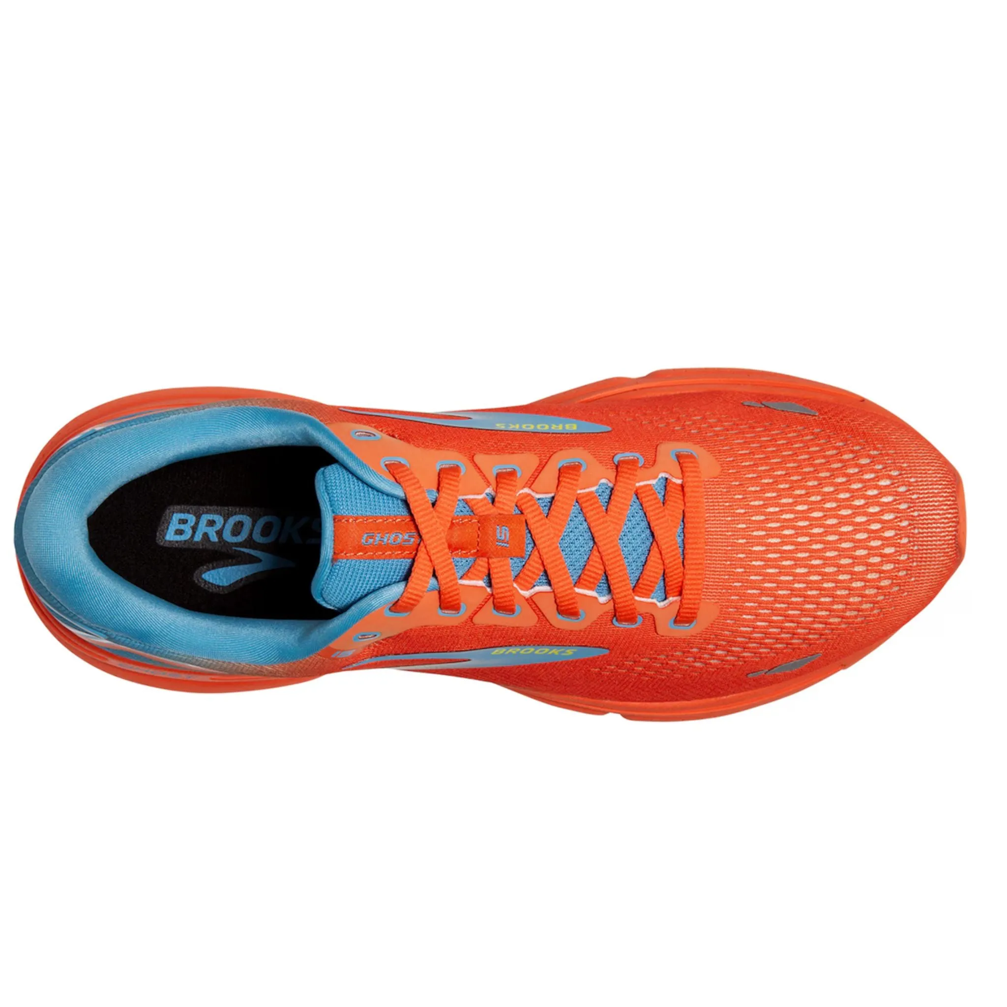 Brooks Men's 110393 848 Ghost 15 Orange/Blue/Yellow Cushion Neutral Running Shoes