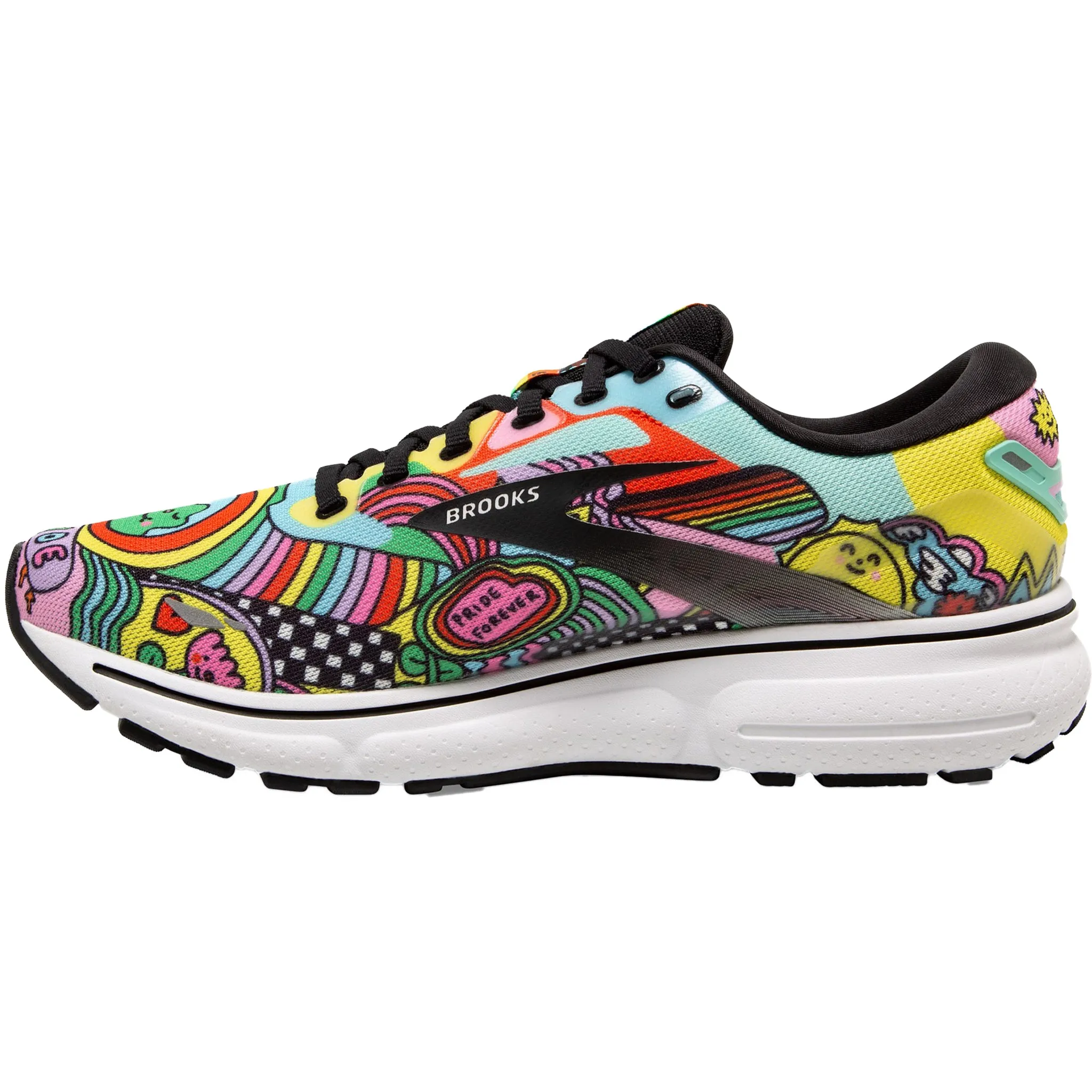 Brooks Women's 120380 058 Ghost 15 Run Proud Black White Multi Cushion Neutral Running Shoes