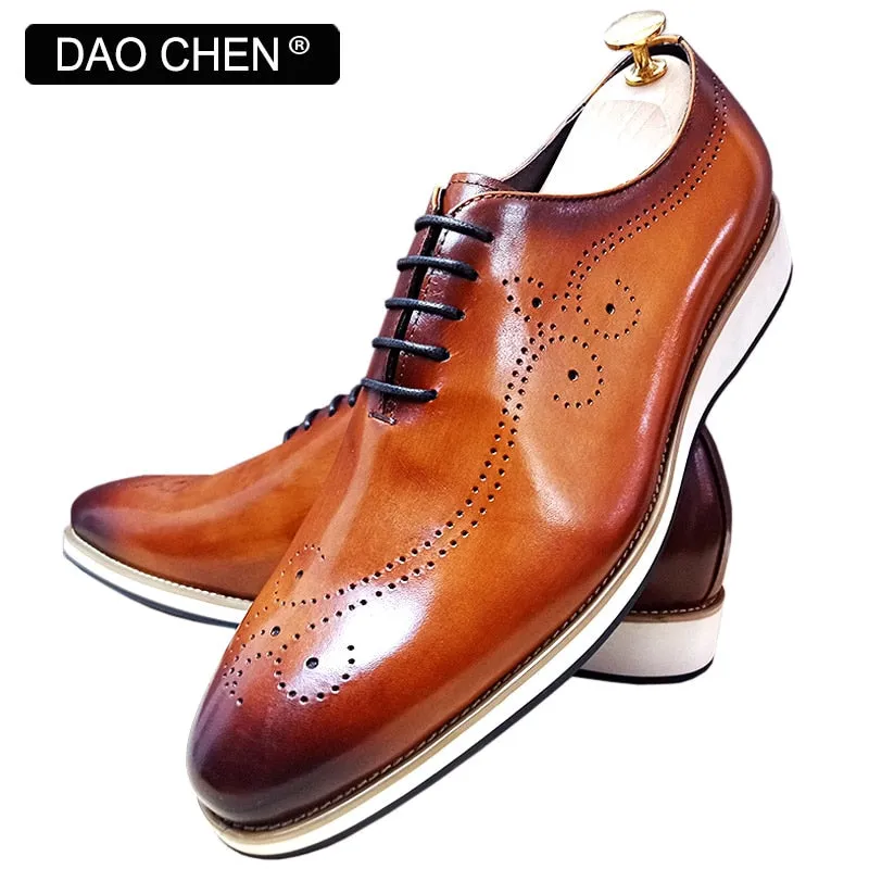 Brown Leather Lace-up Outdoor Shoes