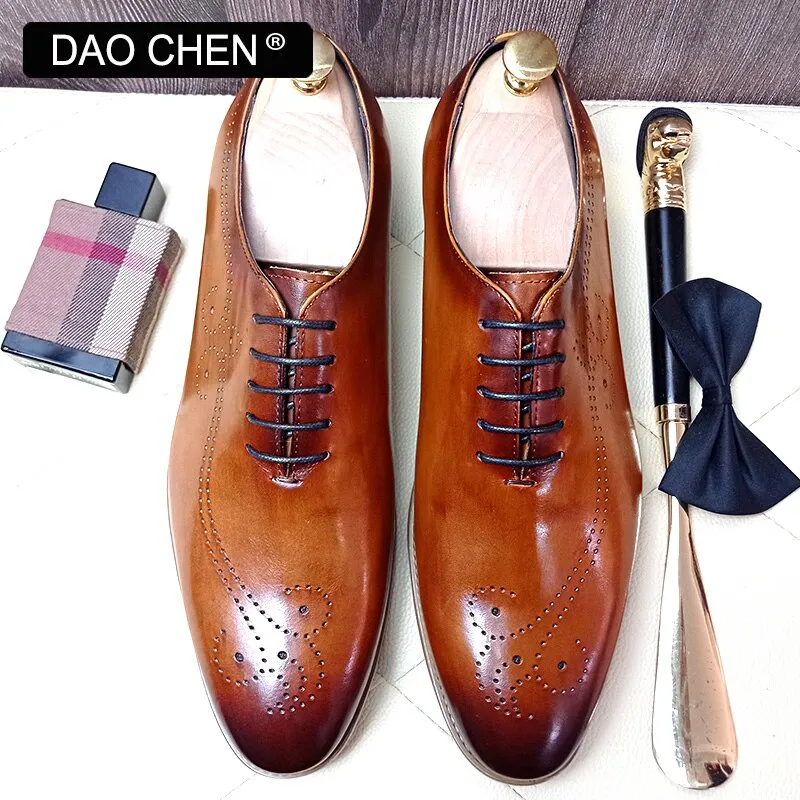 Brown Leather Lace-up Outdoor Shoes