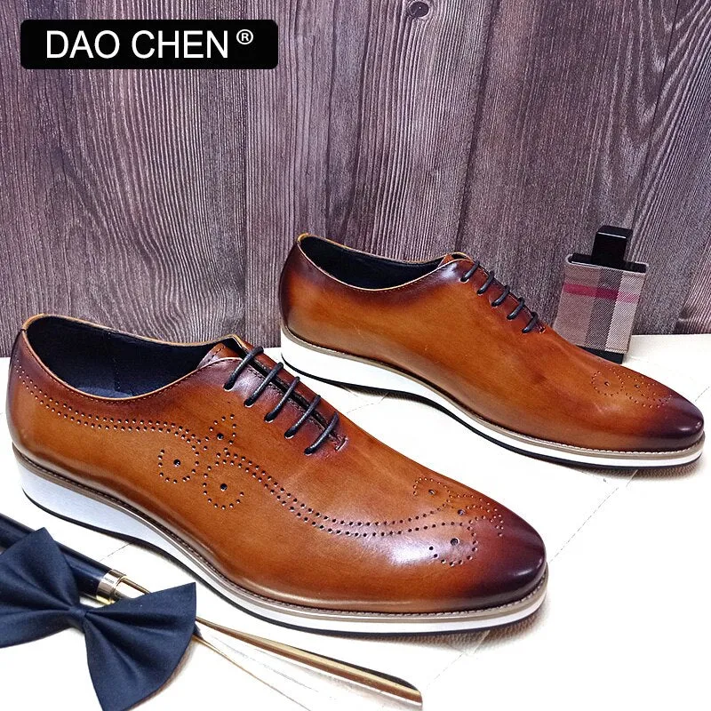 Brown Leather Lace-up Outdoor Shoes