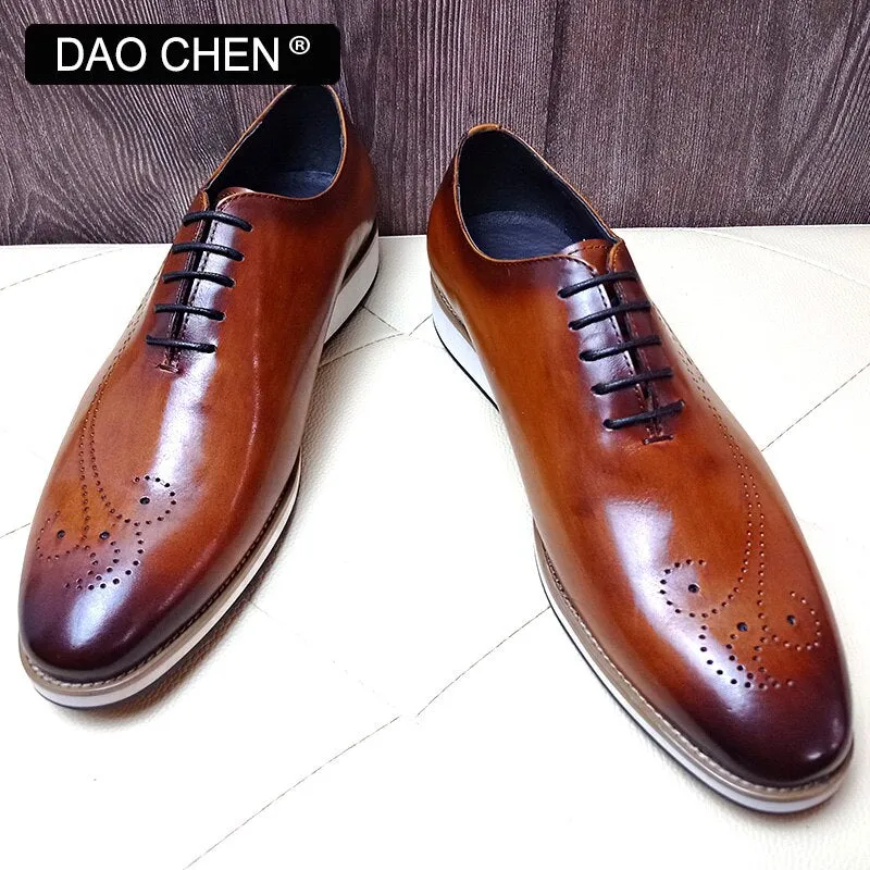 Brown Leather Lace-up Outdoor Shoes