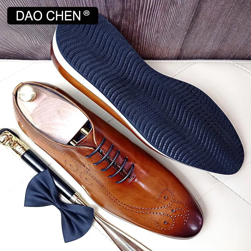 Brown Leather Lace-up Outdoor Shoes