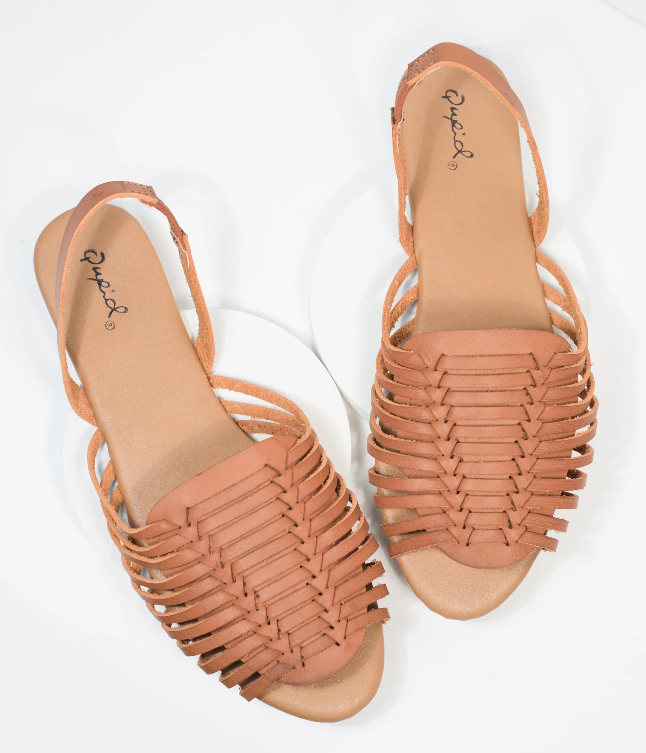 Brown Woven Leather Sandal.