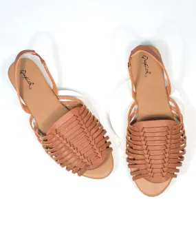 Brown Woven Leather Sandal.