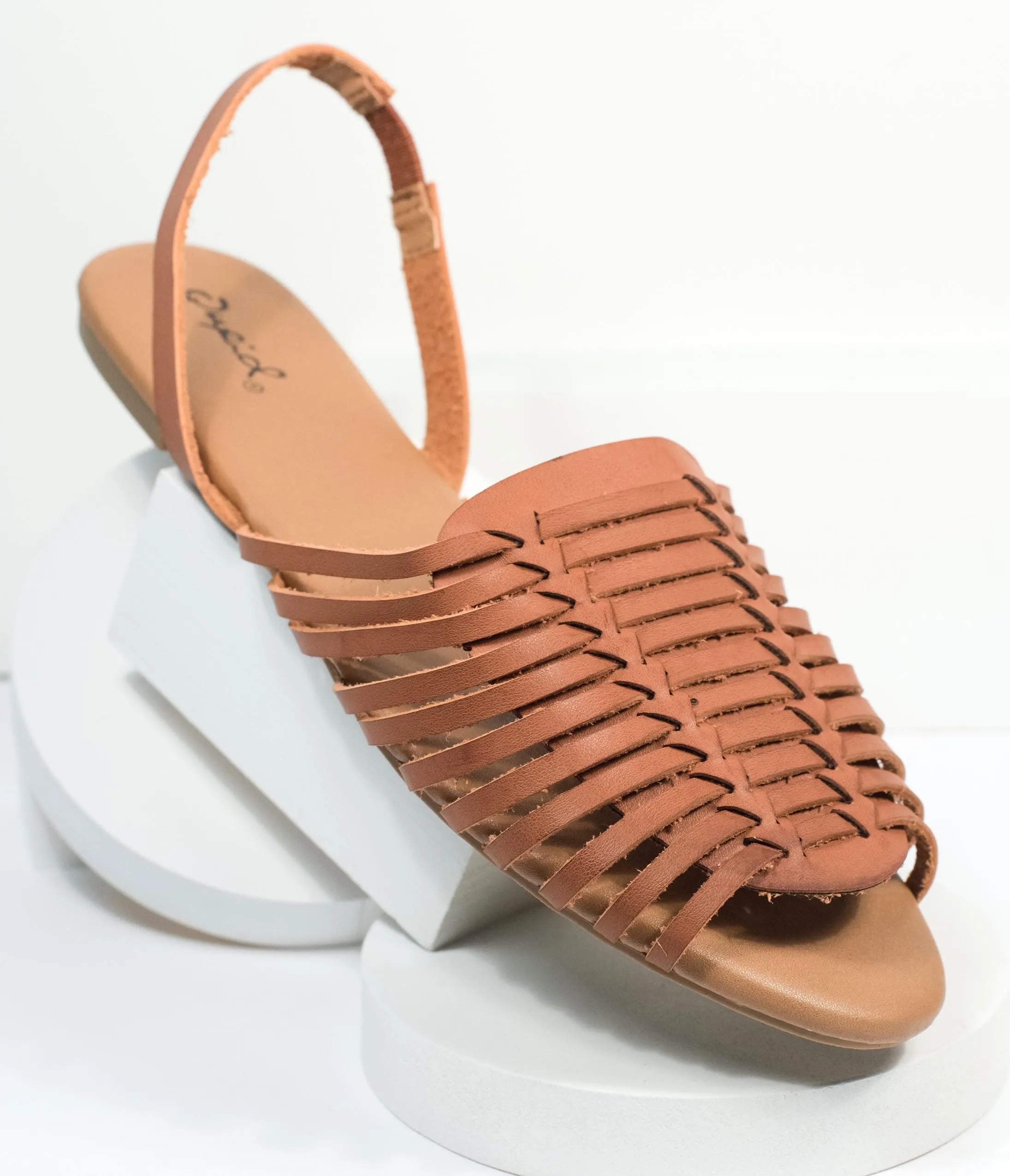 Brown Woven Leather Sandal.